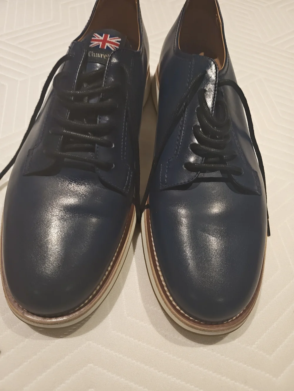 Church's Navy Leather Derby Shoes Size 10.5